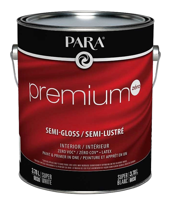 Para Premium Series 9030-16 Interior Paint, Solvent, Water, Semi-Gloss, White, 1 gal, 450 to 500 sq-ft Coverage Area