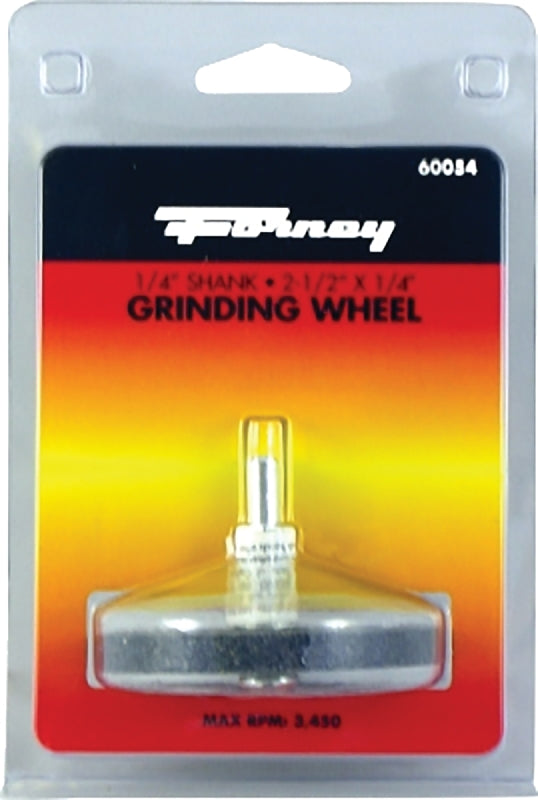 Forney 60054 Grinding Wheel, 1/4 x 2-1/2 in Dia, 1/4 in Arbor/Shank, 60 Grit, Aluminum Oxide Abrasive