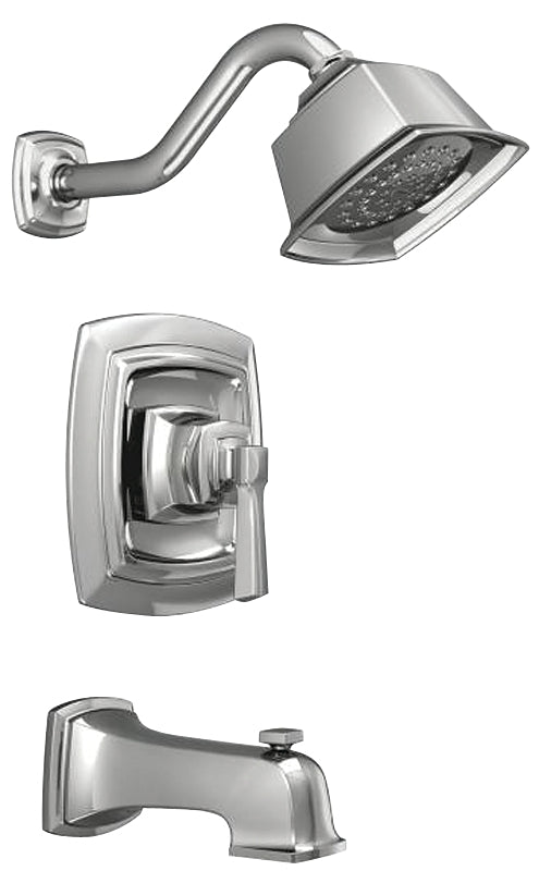 Moen Boardwalk Series 82830EP Tub and Shower Faucet, 2 gpm Showerhead, Diverter Tub Spout, 1-Handle, Chrome Plated