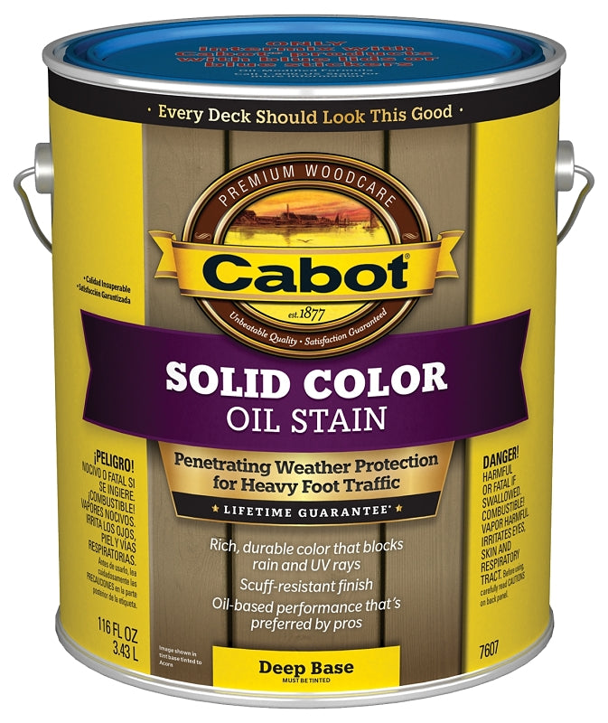 Cabot 140.0007607.007 Decking Stain, Opaque, Deep Base, Liquid, 1 gal