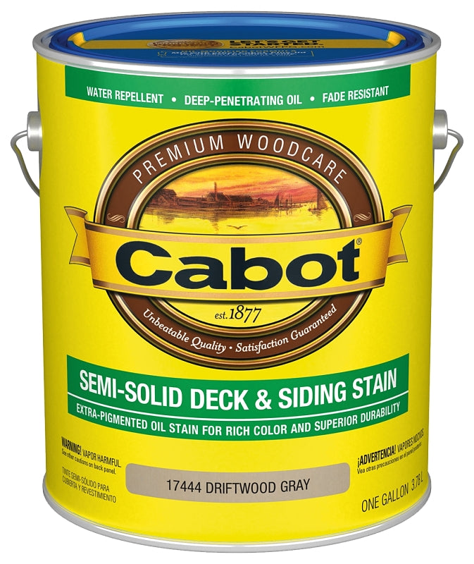 Cabot 140.0017444.007 Deck and Siding Stain, Driftwood Gray, Liquid, 1 gal