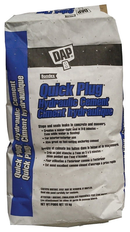 DAP Quick Plug 10080 Hydraulic and Anchoring Cement, Powder, Gray, 28 days Curing, 10 kg Pail