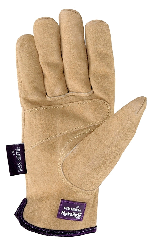 HydraHyde 1003M Gloves, Women's, M, 7 to 7-1/2 in L, Keystone Thumb, Elastic Cuff, Cowhide Leather, Timber