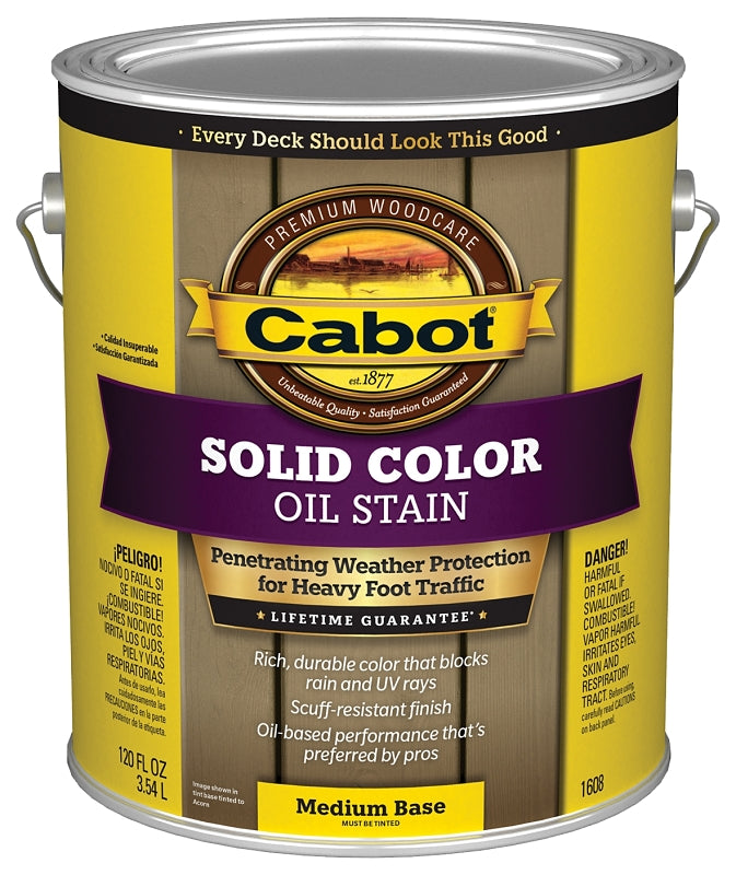 Cabot 140.0001608.007 Decking Stain, Opaque, Medium Base, Liquid, 1 gal