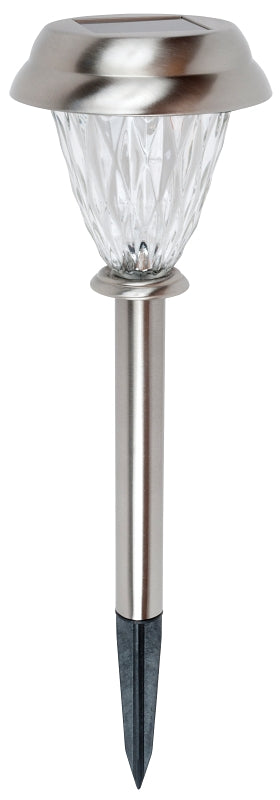 Boston Harbor Solar Stake Light with WTR GLS LENS, Ni-Mh Battery, AA Battery, 1-Lamp, Stainless Steel