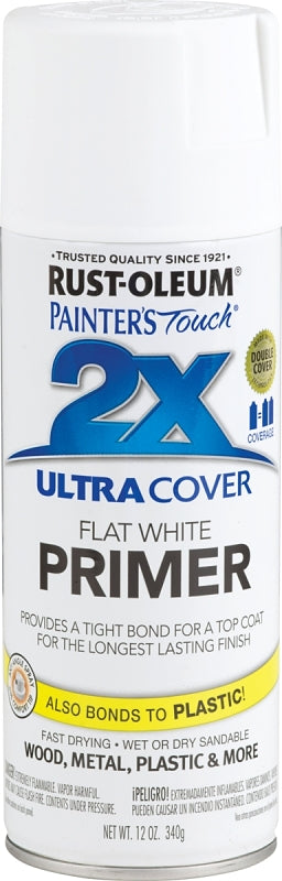 2X Ultra Cover 249058 Spray Paint, Flat, White, 12 oz, Can