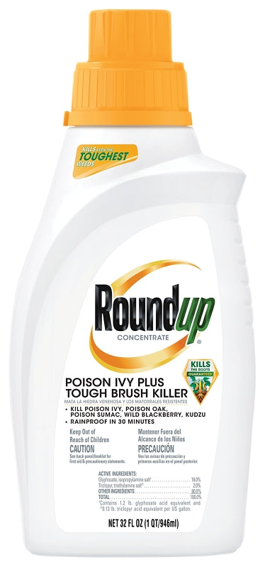 Roundup 5002310 Tough Brush Killer, Liquid, Yellow, 32 oz Bottle