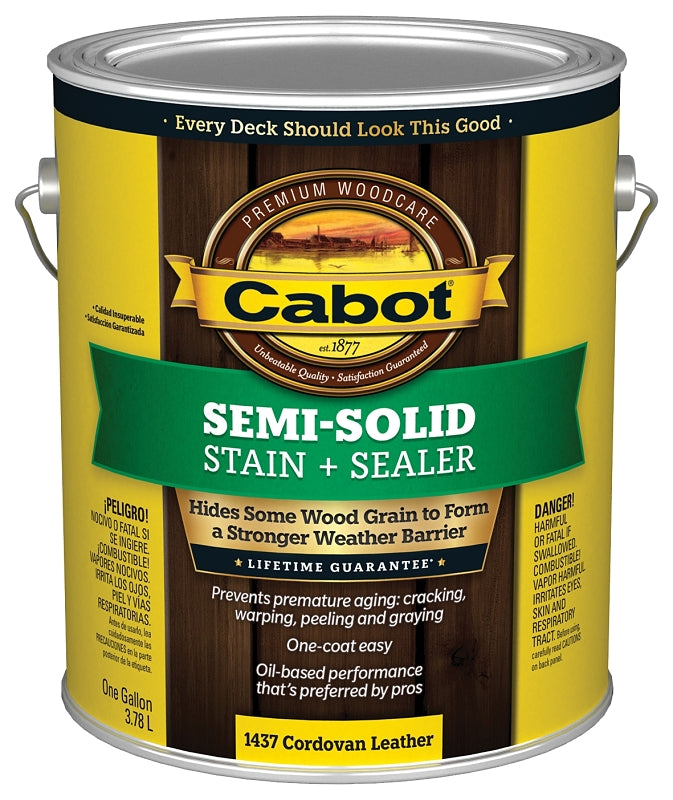 Cabot 140.0001437.007 Deck and Siding Stain, Natural Flat, Cordovan Brown, Liquid, 1 gal