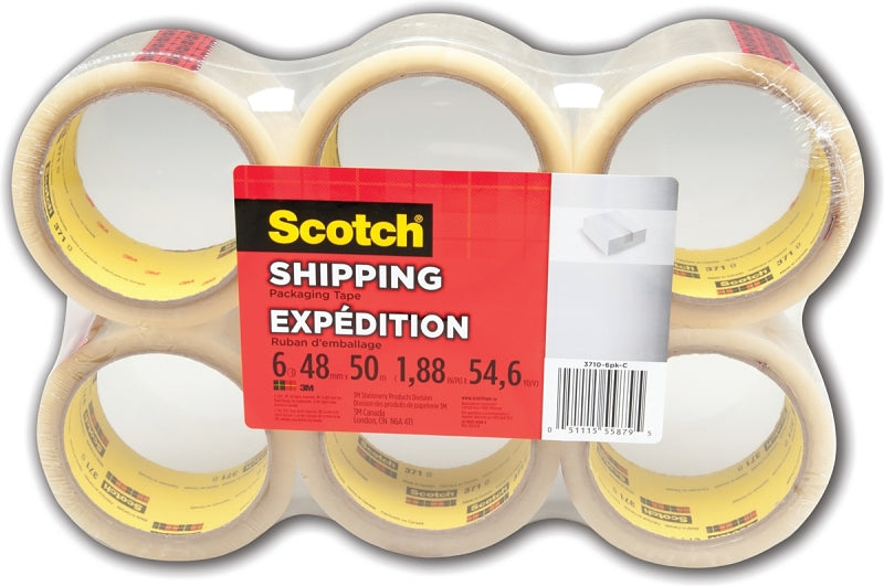 Scotch 3710 Shipping Tape, 55 yd L, 1.88 in W, Polypropylene Backing