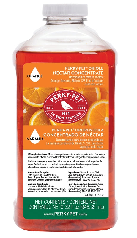 Perky-Pet 4801 Nectar, Concentrated, Liquid, Orange, 32 oz Bottle