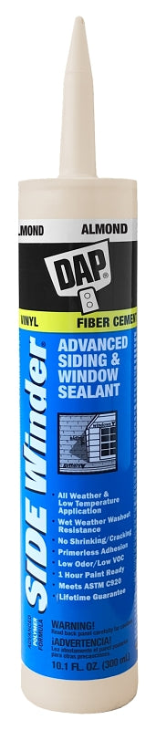 DAP 00813 Siding and Window Sealant, Almond, 24 hr Curing, -35 to 140 deg F, 10.1 oz Cartridge