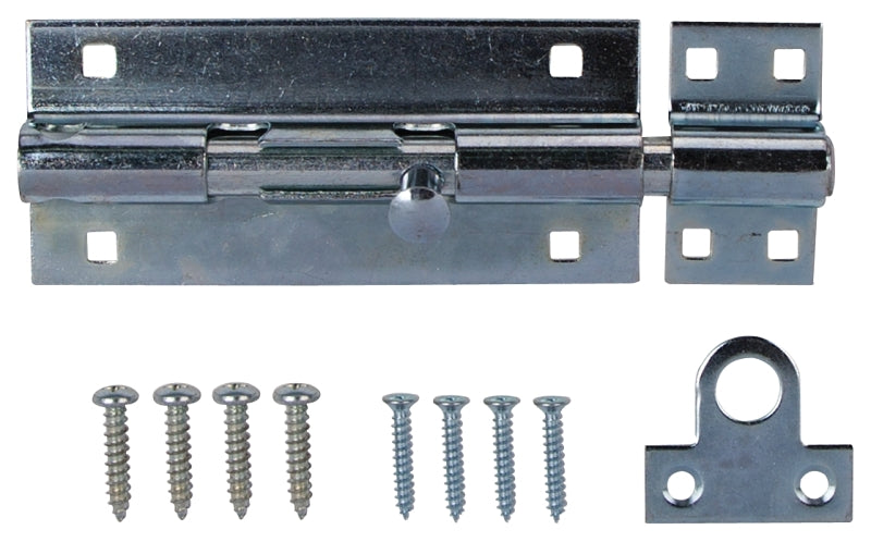 ProSource 33306ZCX-PS Padlockable Barrel Bolt, 0.6 Dia in Bolt Head, 7-1/2 in L Bolt, Steel, Zinc