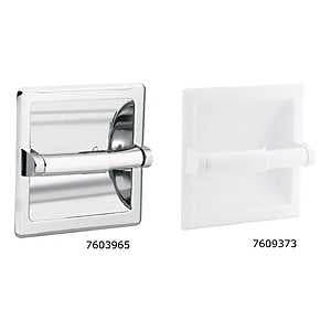 Moen Donner Commercial Series DN5075W Toilet Paper Holder, Zinc, White, Glacier, Recessed Mounting