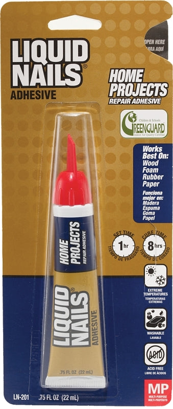 Liquid Nails PG-00 Perfect Glue Adhesive, Clear, 0.75 oz Squeeze Tube