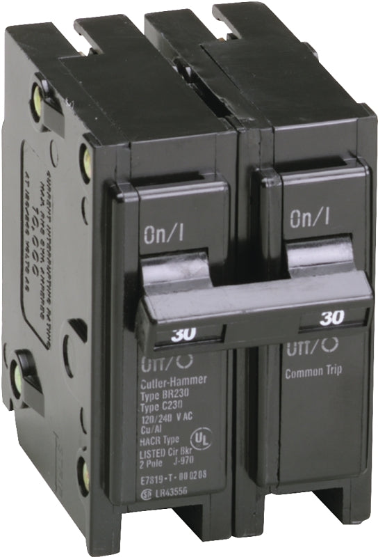 Cutler-Hammer BR230 Circuit Breaker, Mini, Type BR, 30 A, 2 -Pole, 120/240 V, Plug Mounting