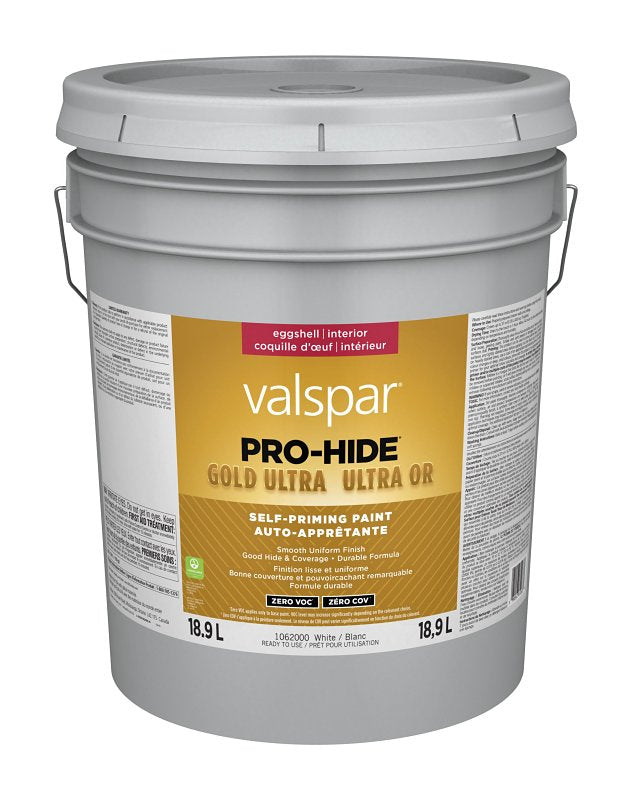 Pro-Hide Gold Ultra 029.1062000.008 Interior Self-Priming Paint, Eggshell, White, 5 gal, 37 sq-m Coverage Area