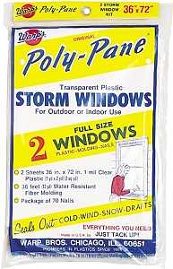 Warp's Poly-Pane Series 2P-24 Storm Window Kit, 36 in W, 1 mil Thick, 72 in L, Clear