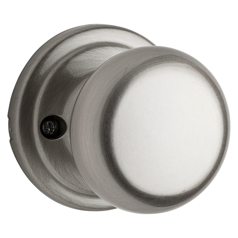 Kwikset 788H 15BX Dummy Door Knob, 2-3/8 in Dia Knob, Satin Nickel