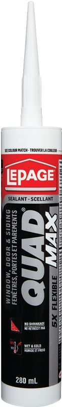 LePage Quad 1869908 Door and Siding Sealant, Blue, 24 to 72 hr Curing, 0 to 140 deg F, 280 mL Cartridge