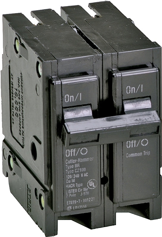 Cutler-Hammer BR220 Circuit Breaker, Mini, Type BR, 20 A, 2 -Pole, 120/240 V, Plug Mounting