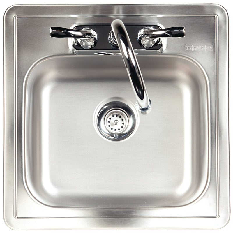 FRANKE FBFS602NKIT Bar/Utility Sink, 2-Hole, 15 in L x 6 in W x 15 in H Dimensions, Stainless Steel, Satin, 1-Bowl