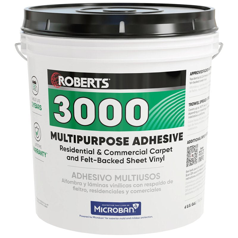 Roberts 3000 Series 3000-4 Multi-Purpose Adhesive, Creamy Tan, 4 gal Pail