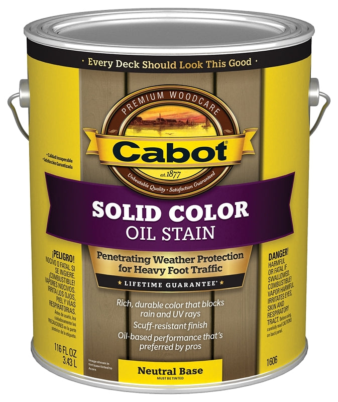 Cabot 140.0001606.007 Decking Stain, Opaque, Neutral Base, Liquid, 1 gal