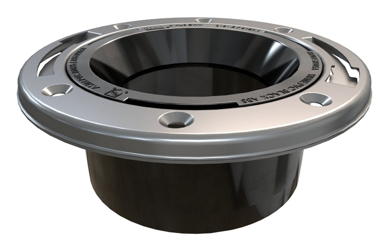 Oatey 43498 Closet Flange, 4 in Connection, ABS, Black, For: 3 in, 4 in Pipes