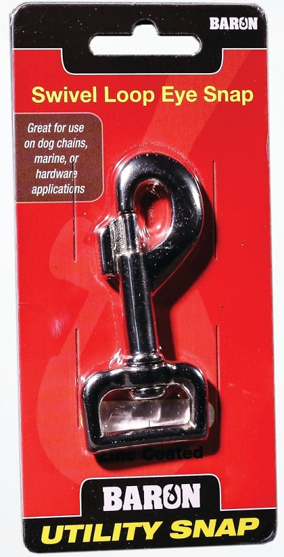 BARON C-017-1 Bolt Snap with Strap Eye, 80 lb Working Load, Aluminum/Zinc, Nickel