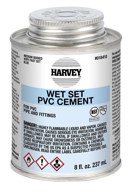 Harvey 018410-24 Solvent Cement, 8 oz Can, Liquid, Blue