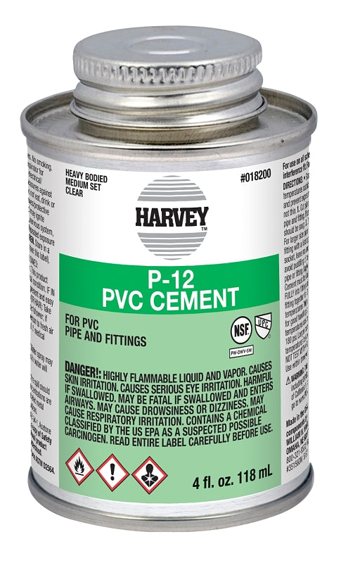 Harvey 018200-24 Solvent Cement, 4 oz Can, Liquid, Clear