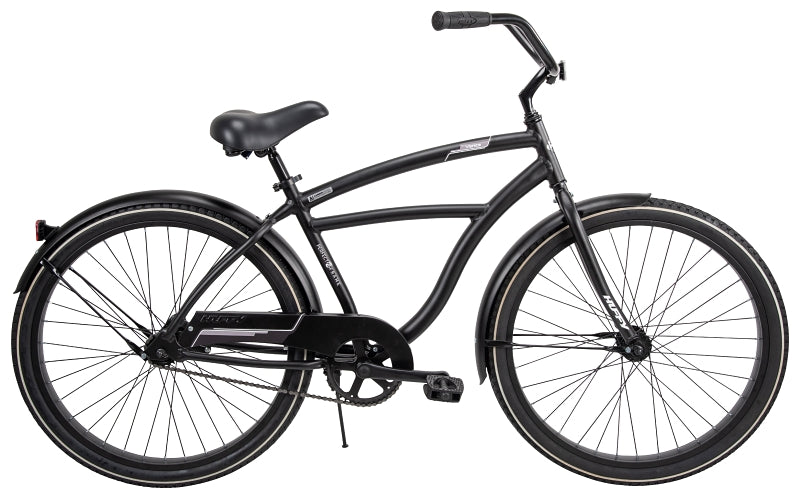 Huffy 66649 Men's Cruiser Bicycle, Mens, Aluminum Frame, Rear Coaster Brake, 26 in Dia Wheel, Matte Black