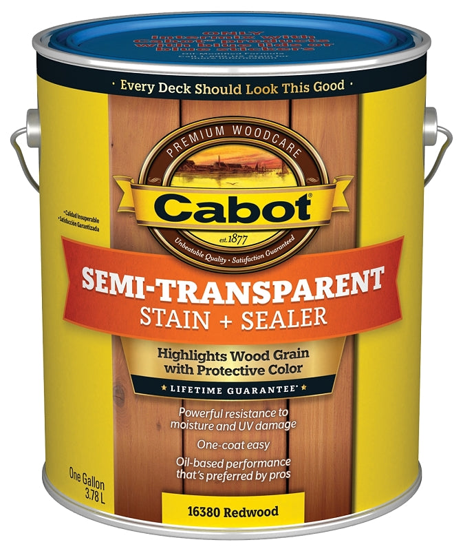 Cabot 140.0016380.007 Deck and Siding Stain, Redwood, Liquid, 1 gal