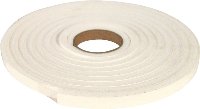 Climaloc CF12011 Insulating Foam Tape, 3/8 in W, 10 ft L, 1/4 in Thick, Polyethylene, White