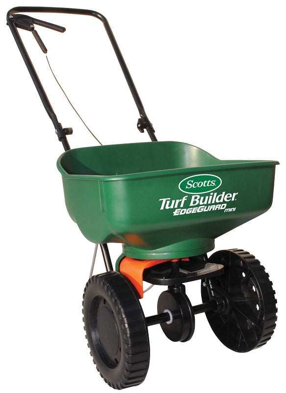 Scotts 76121 Mini Broadcast Spreader, 5000 sq-ft Coverage Area, 60 in W Spread, 23 lb Capacity, Plastic Hopper