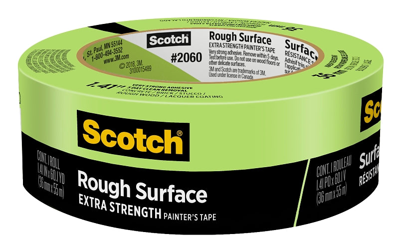 Scotch 2060-1-1/2 Masking Painter's Tape, 60.1 yd L, 1.41 in W, Paper Backing, Green