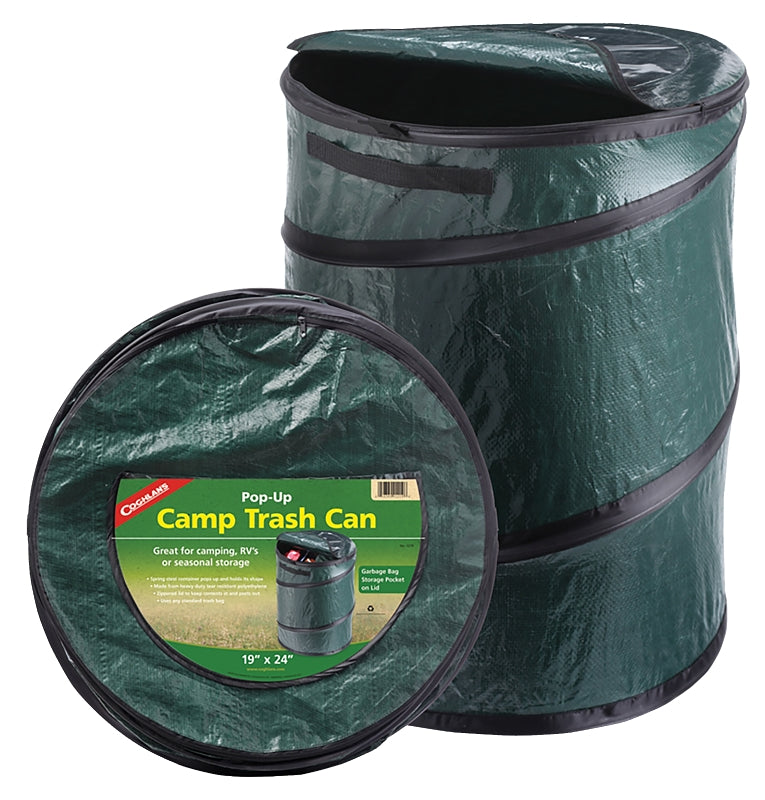 Coghlan's 1219 Trash Can, 33 gal, Polyethylene, Green