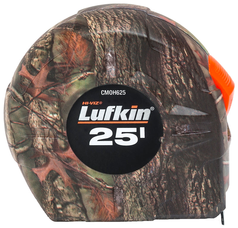 Crescent Lufkin CMOH625 Tape Measure, 25 ft L Blade, 1 in W Blade, Steel Blade, ABS Case, Camouflage Case