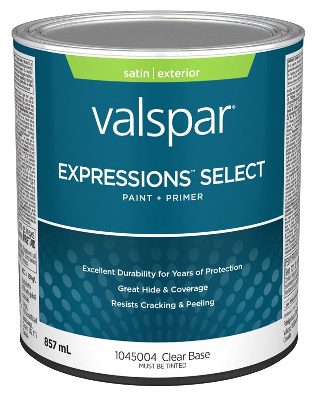 Expressions Select 029.1045004.005 Exterior Latex Paint and Primer, Acrylic, Satin, Clear, 1 qt