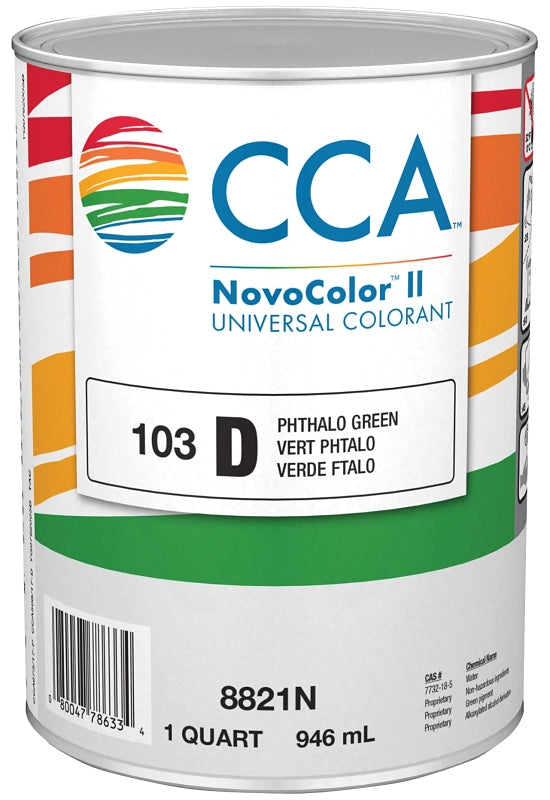 CCA NovoColor II Series 076.008821N.005 Universal Colorant, Phthalo Green, Liquid, 1 qt