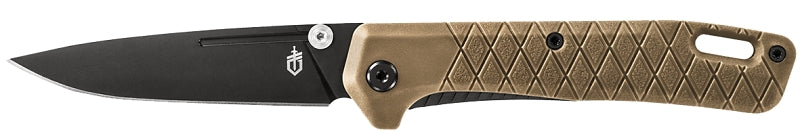 Gerber 31-004068 Folding Knife, 3.1 in L Blade, Stainless Steel Blade, 1-Blade, Textured Handle, Coyote Brown Handle