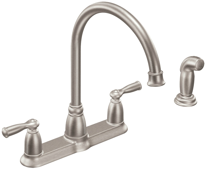 Moen Banbury Series CA87000SRS Kitchen Faucet, 1.5 gpm, 2-Faucet Handle, Stainless Steel, Stainless Steel, Lever Handle