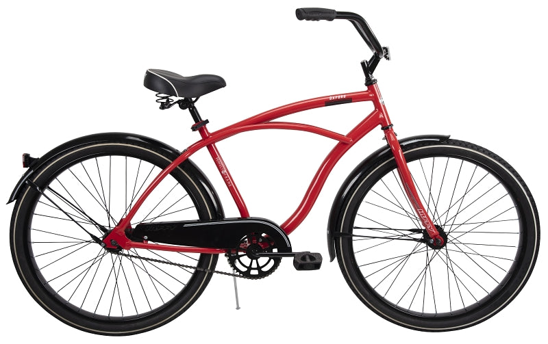 Huffy 66629 Men's Cruiser Bicycle, Mens, Steel Frame, Rear Coaster Brake, 26 in Dia Wheel, Crimson