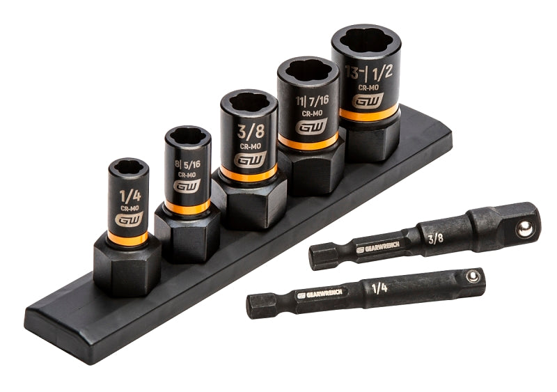 GearWrench Bolt Biter Series 83911 Socket Set, Chrome Molybdenum Alloy, Black Oxide