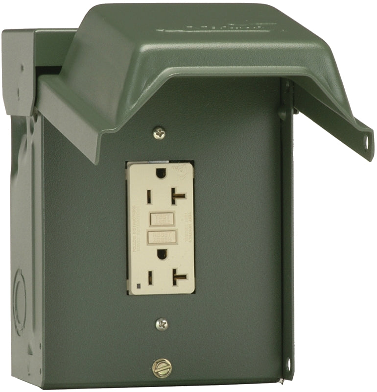 GE Industrial Solutions U010010GRP Outdoor Power Outlet, 120 V, 20 A, NEMA: NEMA 3R, Green