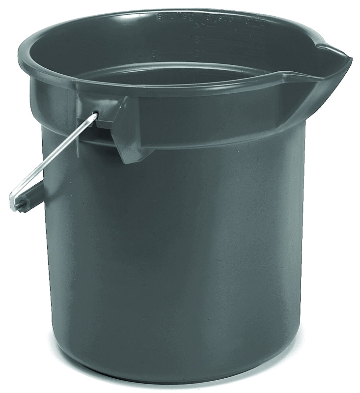 Rubbermaid Professional Plus FG296300GRAY Bucket, 10 qt Capacity, 10-1/2 in Dia, Polyethylene, Gray