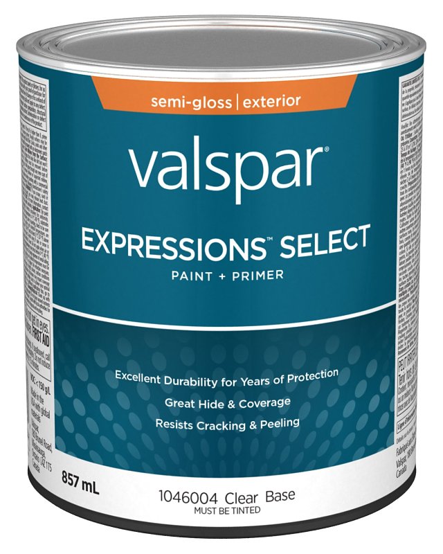 Expressions Select 029.1046004.005 Exterior Latex Paint and Primer, Acrylic, Semi-Gloss, Clear, 1 qt