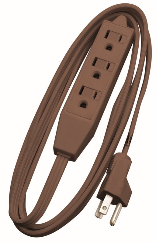 CCI 0608 Extension Cord, 16 AWG Cable, 8 ft L, 13 A, 125 V, Brown