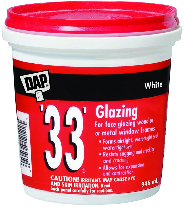 DAP 71112 Glazing Compound, Paste, White, 946 mL Tube