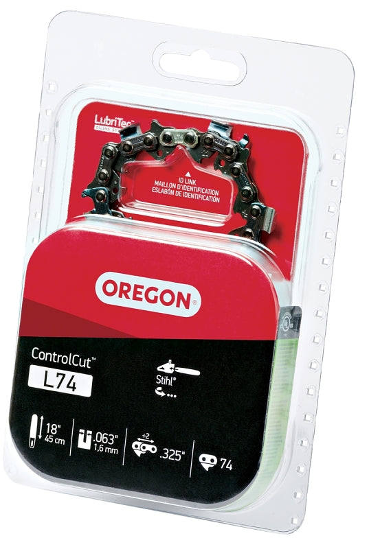 Oregon L74 Chainsaw Chain, 18 in L Bar, 0.63 Gauge, 0.325 in TPI/Pitch, 74-Link